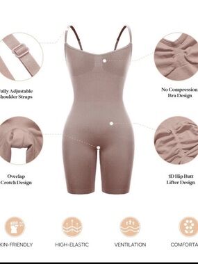 Sensil Women's Power Mid-Thigh Shapewear  Soft Cream Size XS/S BBL and Tummy NWT